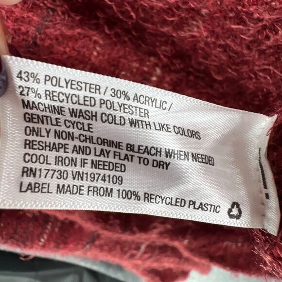 Knox Rose Cardigan Sweater Womens XL Burgundy Red Fuzzy Eyelash Tie Front Cozy - Picture 14 of 15